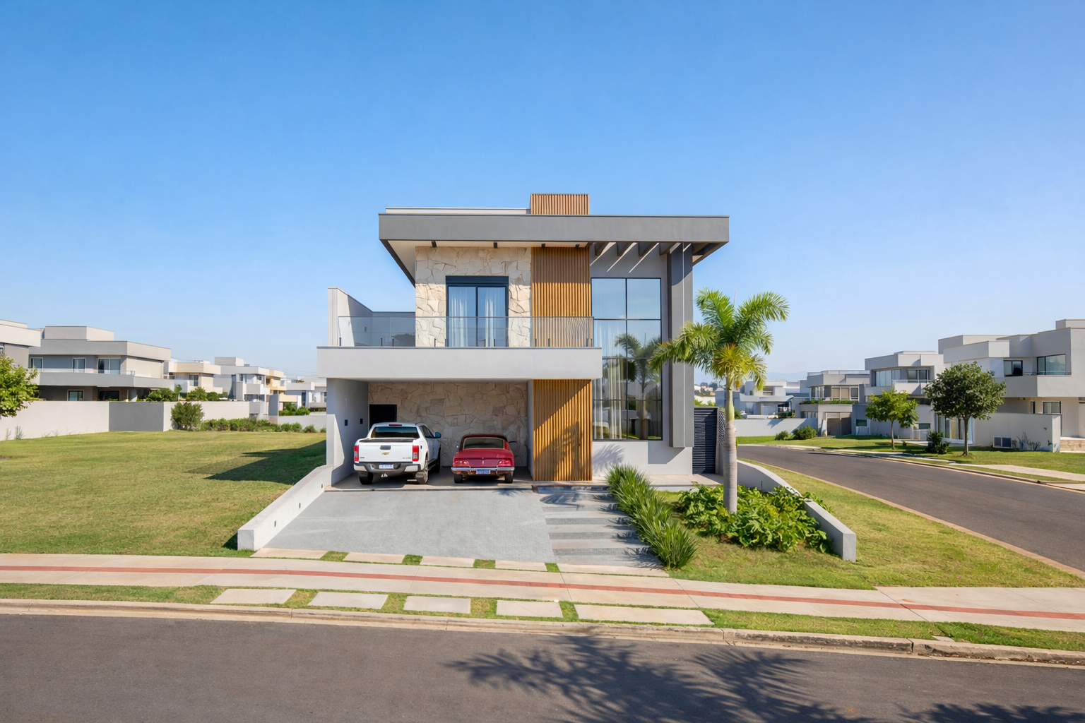 Casa moderna em bairro suburbano